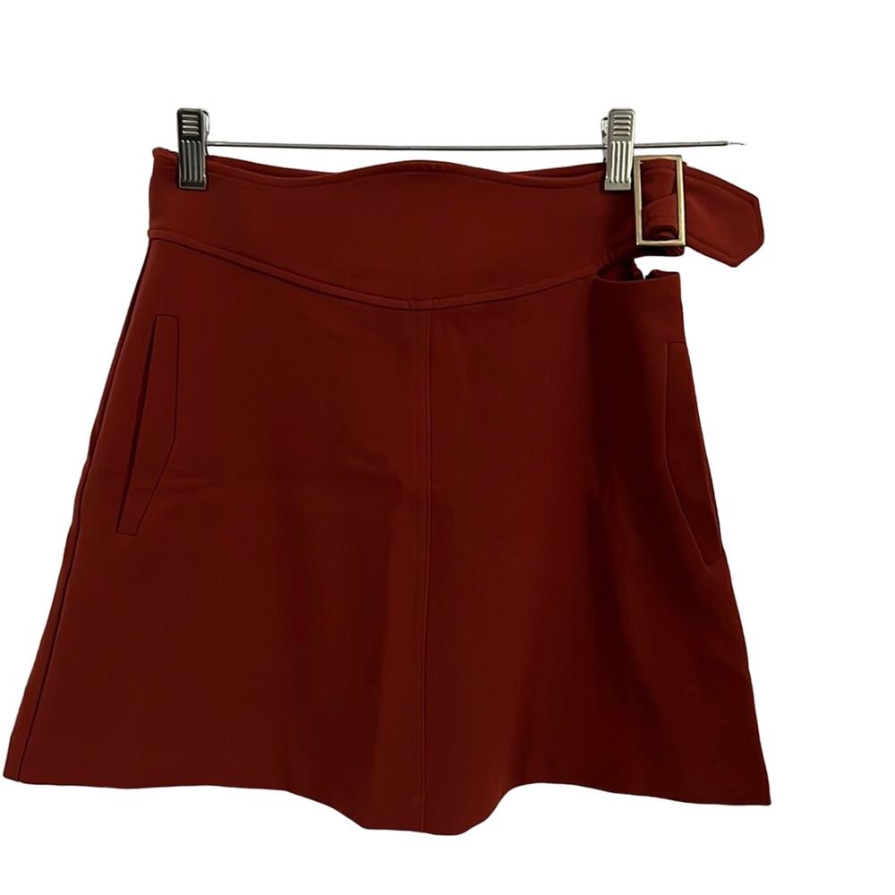 Forever 21 NWT Rust Mini Skirt Juniors Size XS Cut Out Waist Buckle Pockets